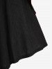 Plus Size Surplice Buckle Belt Glitter PU Leather Ribbed Textured Patchwork Flare Sleeve Sweater Dress -  