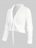 Plus Size Fluffy Trim Textured Ribbed Cropped Tie Front Cardigan -  
