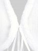 Plus Size Fluffy Trim Textured Ribbed Cropped Tie Front Cardigan -  