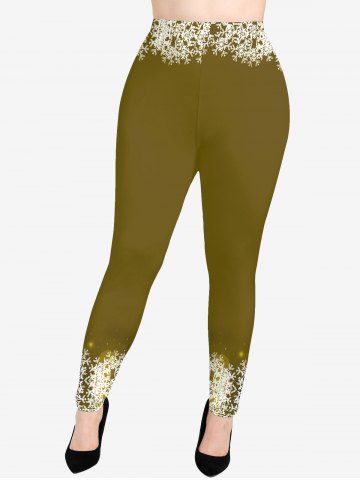 Plus Size Christmas Gingerbread Snowflake Glitter 3D Print Leggings 45 OFF Rosegal