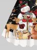Robe Ceinturée Bouclée 3D Etoile Lapin et Bonhomme de Neige de Noël de Grande Taille à Paillettes - Multi-A 2X
