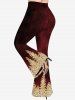 Plus Size Glitter Christmas Tree Print Ombre Pull On Flare Pants -  