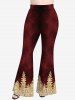Plus Size Glitter Christmas Tree Print Ombre Pull On Flare Pants -  