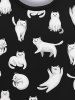 Gothic Cute White Cats Print Crew Neck Sweatshirt For Men -  