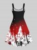 Robe 3D Etoile Sapin de Noël et Flocon de Neige Imprimés en Couleur Dégradée de Grande Taille à Paillettes - Rouge foncé 1X