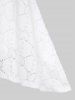 Robe Haute Basse Evidée Cœur sans Manches de Grande Taille à Ourlet en Dentelle avec Boutons 2 Perles Fantaisies - Blanc 1X | US 14-16