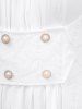 Robe Haute Basse Evidée Cœur sans Manches de Grande Taille à Ourlet en Dentelle avec Boutons 2 Perles Fantaisies - Blanc 2X | US 18-20