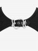 Gothic Floral Flocking Ruched Ruffles High Low Patchwork A Line Cami Dress and Snake Buckle Crop Top Set -  