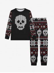 Gothic Christmas Snowflake Skulls Knitted 3D Print T-shirt and Jogger Pants Pajama Set For Men -  