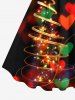 Plus Size Glitter Sparkling Christmas Tree Light Ombre Sweet Heart Print A Line Tank Dress -  