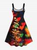 Plus Size Glitter Sparkling Christmas Tree Light Ombre Sweet Heart Print A Line Tank Dress - Multi-A 6X
