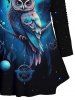 Plus Size Owl Galaxy Print Long Sleeve T-shirt -  