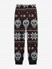 Gothic Christmas Snowflake Skulls Knitted 3D Print T-shirt and Jogger Pants Pajama Set For Men -  