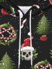 Gothic Christmas Tree Hat Skulls Wreath Candy Print Fleece Lining Drawstring Hoodie For Men -  