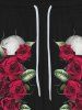 Gothic Skeleton Rose Flowers Print Drawstring Pockets Sweatpants For Men -  