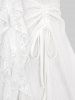 Plus Size Floral Lace Trim Ruffles Cinched Button Up Ribbed Textured Sweater -  