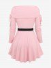Haut Couverture Brillant Côtelé Bouclé en Couleur Unie Grande Taille avec Ceinture - Rose clair L | US 12