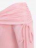 Haut Couverture Brillant Côtelé Bouclé en Couleur Unie Grande Taille avec Ceinture - Rose clair L | US 12