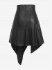 Plus Size Buckle Grommets PU Leather Moon Star Zipper Asymmetrical Skirt -  