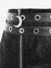 Plus Size Buckle Grommets PU Leather Moon Star Zipper Asymmetrical Skirt -  