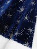 Lace Up Fur Trim Silver Stamping Velvet Coat and 3D Star Glitter Ripped Printed Skinny Leggings Plus Size Outfit -  