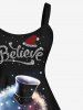 Plus Size Glitter Sparkling Christmas Light Hat Snowman Snowflake Letters Print A Line Tank Dress -  