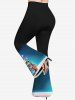 Plus Size Colorful Cat Christmas Tree Stars Snowflake Print Ombre Pull On Flare Pants -  