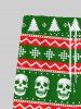 Pantalon de Survêtement de Noël Gothique Rayé Crâne Sapin de Noël et Flocon de Neige Imprimés à Jambe Large - Vert 8XL