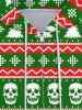 Sweat à Capuche Rayé Gothique Imprimé Flocon de Neige et Crâne et Sapin de Noël - Vert 2XL