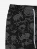 Gothic Distressed Skulls Fire Flame Print Pocket Drawstring Sweatpants For Men -  