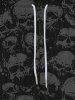Gothic Distressed Skulls Fire Flame Print Pocket Drawstring Sweatpants For Men -  