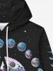 Gothic 3D Moon Planet Pentagram Cloud Galaxy Print Pocket Drawstring Fleece Lining Pullover Hoodie For Men -  