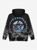 Gothic 3D Moon Planet Pentagram Cloud Galaxy Print Pocket Drawstring Fleece Lining Pullover Hoodie For Men -  
