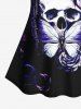Distressed Rose Flower Butterfly Skull Printed Padded Boyleg Tankini Swimsuit (Adjustable Shoulder Strap) -  