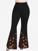 Plus Size Glitter Sparkling Christmas Light Stars Tassel Print Pull On Flare Pants -  