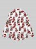 Chemise Gothique Rose Chat et Chapeau de Noël Imprimés à Manches Longues avec Nœud Papillon pour Homme - Blanc M