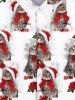 Chemise Gothique Rose Chat et Chapeau de Noël Imprimés à Manches Longues avec Nœud Papillon pour Homme - Blanc 5XL