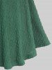 Plus Size Lace Up Ruffle Patchwork Cable Knit Sweater - Vert 4X | US 26-28