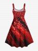 Plus Size Christmas Sparkling Sequin Glitter Gem Buckle 3D Print Tank Party Dress -  