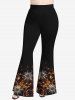 Plus Size Glitter Sparkling Christmas Ball Light Snowflake Print Ombre Pull On Flare Pants -  
