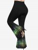 Pantalon Evasé 3D Pailleté Imprimé de Grande Taille - Noir L
