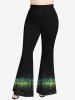 Pantalon Evasé 3D Pailleté Imprimé de Grande Taille - Noir 4X