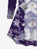 T-shirt Brillant 3D Bonhomme de Neige de Noël et Flocon de Neige Imprimé de Grande Taille à Paillettes - Concorde S