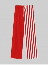 Pantalon de Survêtement en Deux Couleurs Gothique Imprimé Rayures avec Cordon de Serrage pour Hommes - Rouge 6XL
