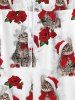 Chapeau de Survêtement de Noël avec Cordon de Serrage à Imprimé Roses et Nœud pour Hommes - Blanc 4XL
