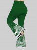 Pantalon Evasé Sapin de Noël et Flocon de Neige Imprimés de Grande Taille - Vert profond M