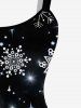 Plus Size Glitter Sparkling Stars Snowflake Galaxy Print Christmas A Line Tank Party Dress -  