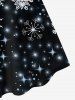 Plus Size Glitter Sparkling Stars Snowflake Galaxy Print Christmas A Line Tank Party Dress -  