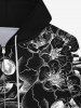 Gothic 3D Skull Rose Flower Mesh Print Zipper Pocket Drawstring Hoodie For Men -  