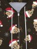 Gothic Christmas Hat Skulls Snowflake Print Zipper Pocket Drawstring Hoodie For Men -  